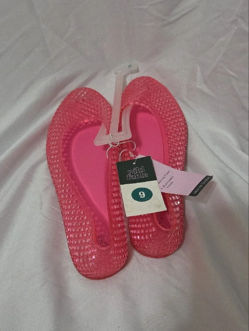 Pink Jelly Shoes Woven Flats, Size 9, Memory Foam Insoles, New w/Tags Attached